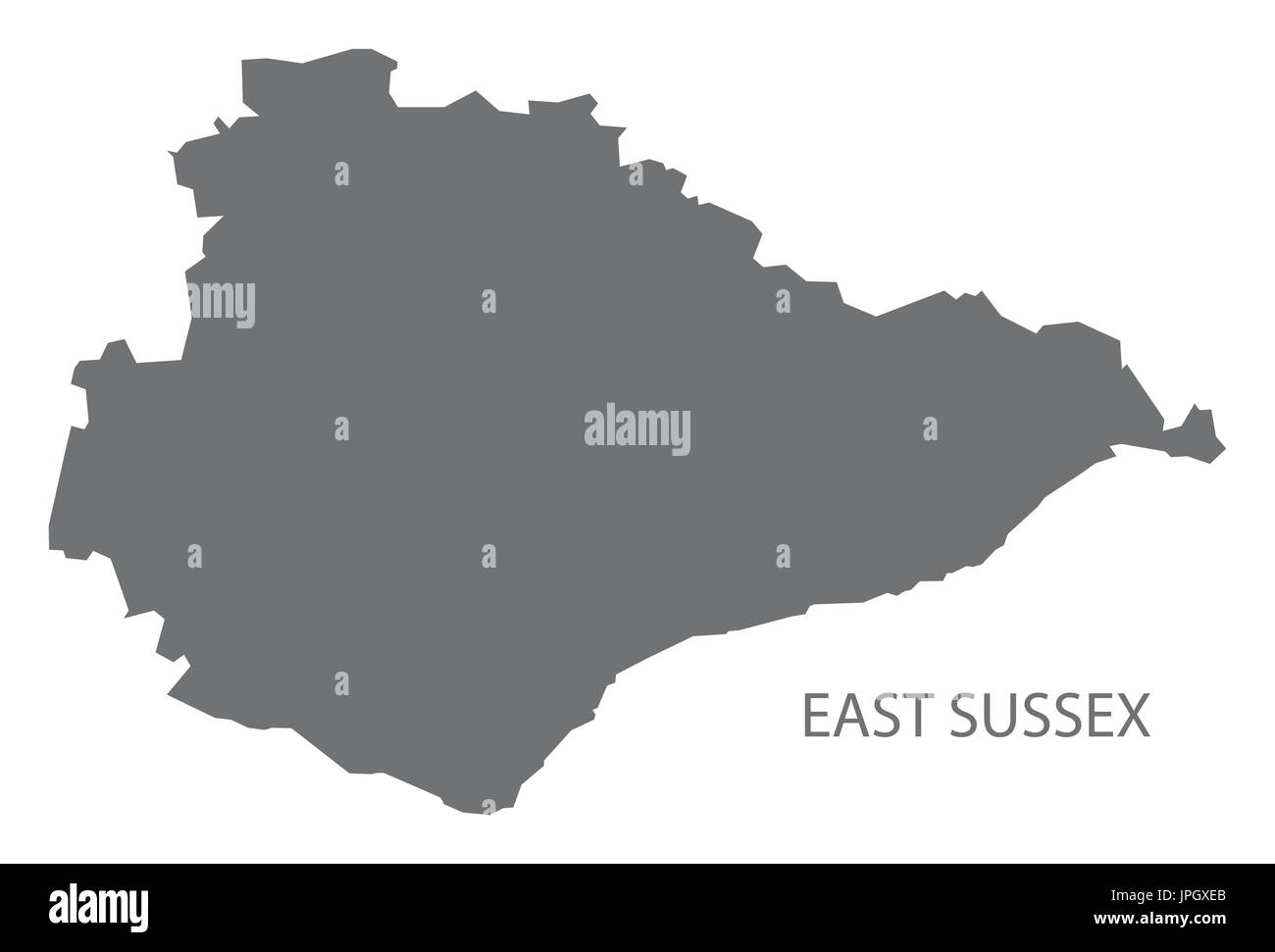 East Sussex county Karte England UK grau Abbildung Silhouette Form Stock Vektor