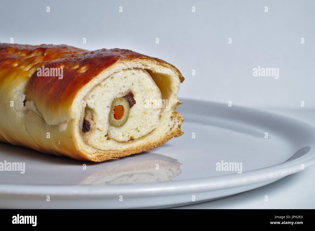 Die traditionelle Pan de Jamon für Weihnachtszeit. lateinamerikanischen Küche Stockfoto