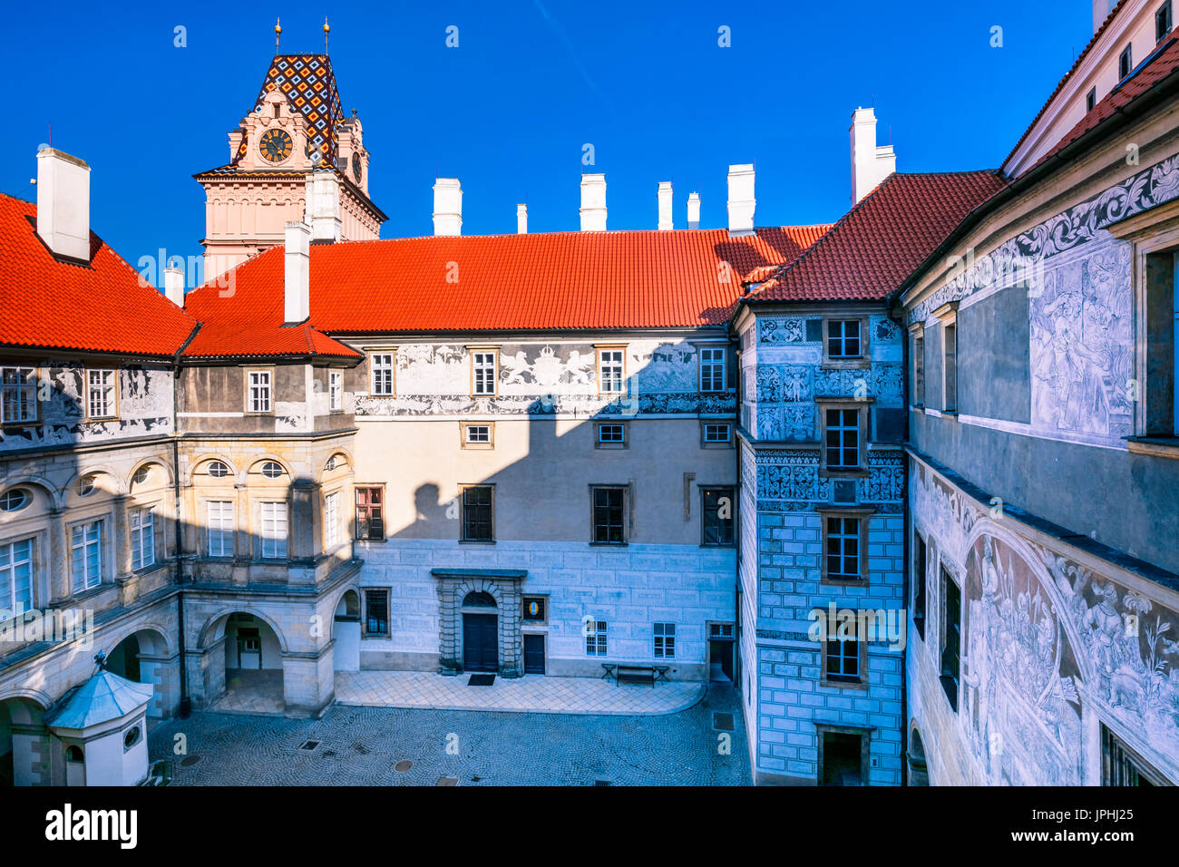 Europa, Tschechische Republik, Tschechien, Mittelböhmen, Středočesky Kraj, Praha-Východ, Prag-Ost, Brandýs Nad Labem, Brandýs Nad Labem Zámek Stockfoto