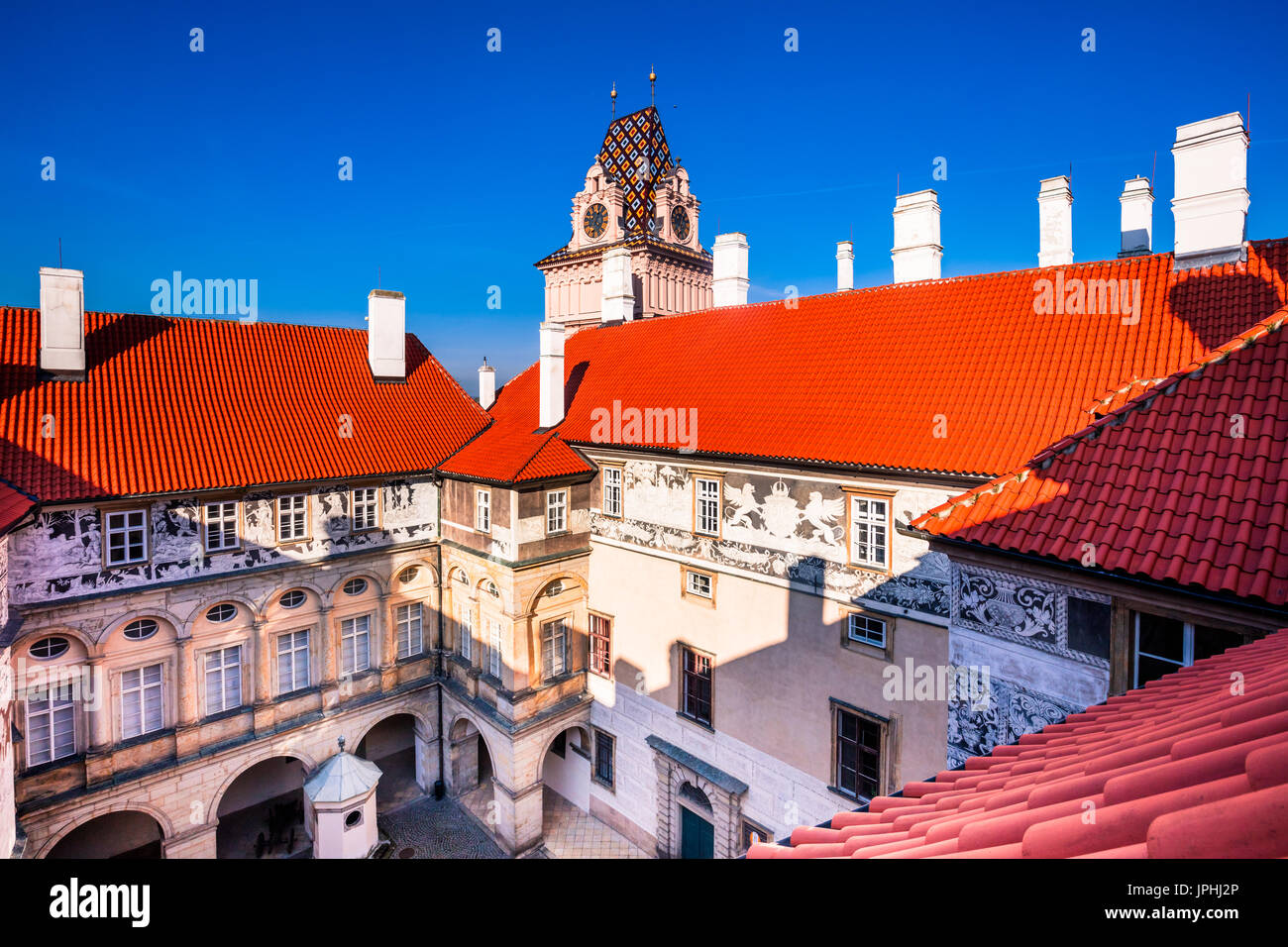 Europa, Tschechische Republik, Tschechien, Mittelböhmen, Středočesky Kraj, Praha-Východ, Prag-Ost, Brandýs Nad Labem, Brandýs Nad Labem Zámek Stockfoto