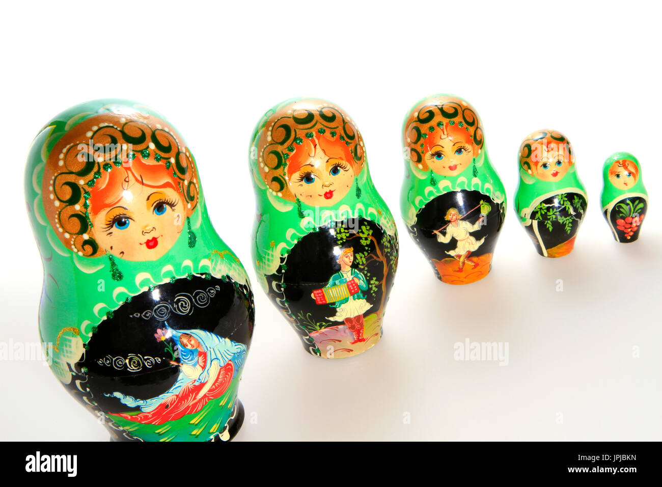 Russische Matroschka Puppen, typisches Souvenir aus Russland Stockfoto