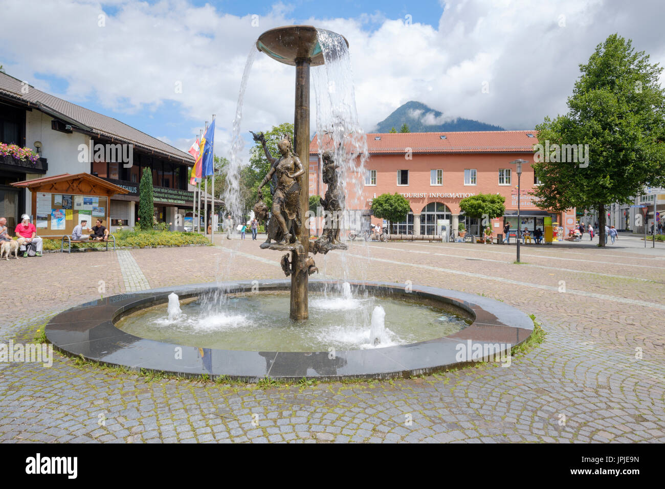 Bin Kurpark im Zentrum von Garmisch, Garmisch-Partenkirchen, Bayern, Deutschland Stockfoto