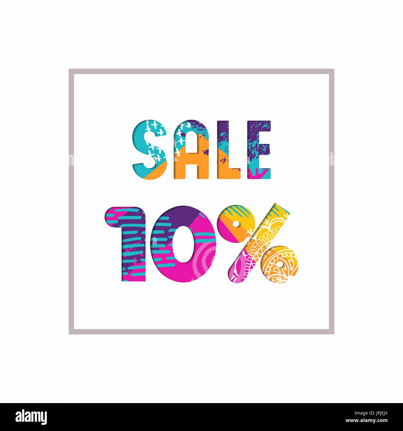 Verkauf 10 % Rabatt auf modernen Text zitieren, Typografie Gestaltung in Papier schneiden Stil. Sonderangebot Rabatt Werbung für Retail-Geschäft. EPS10 Vektor. Stock Vektor