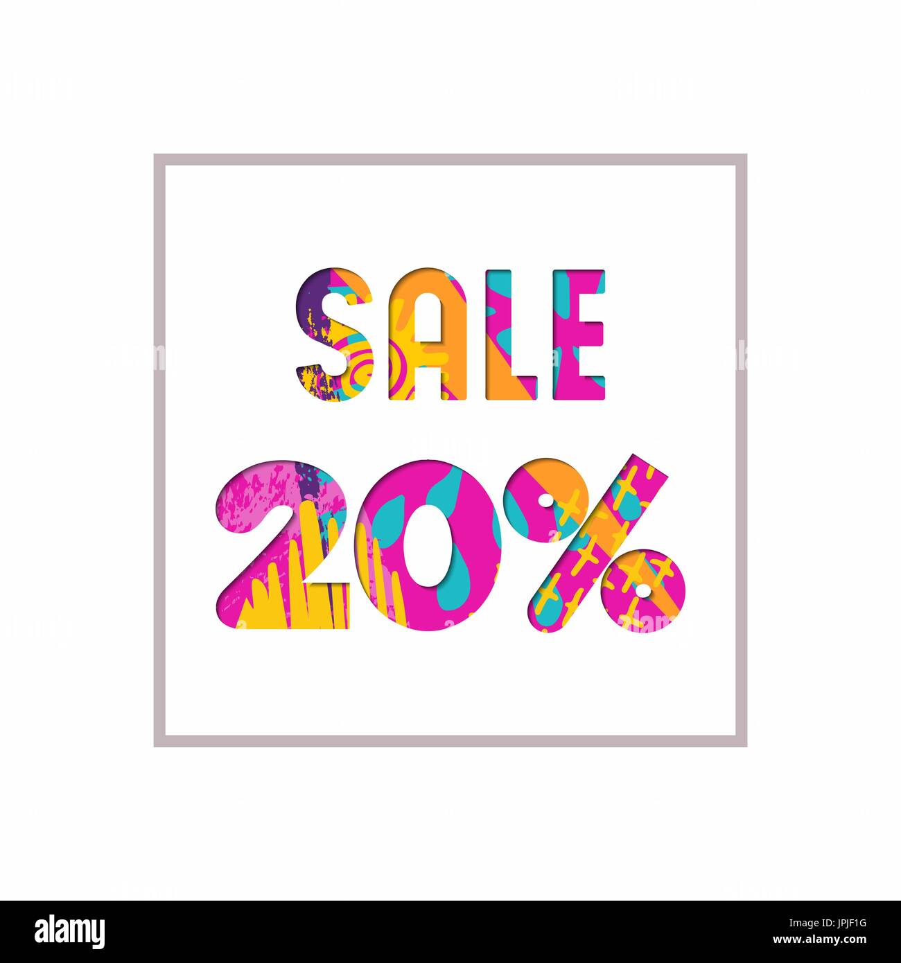 Verkauf 20 % Rabatt auf modernen Text zitieren, Typografie Gestaltung in Papier schneiden Stil. Sonderangebot Rabatt Werbung für Retail-Geschäft. EPS10 Vektor. Stock Vektor