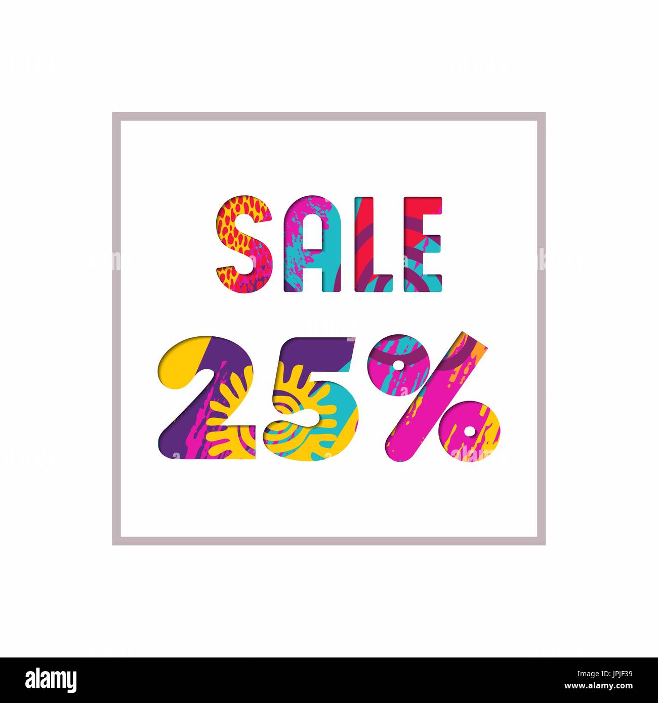 Verkauf 25 % Rabatt auf modernen Text zitieren, Typografie Gestaltung in Papier schneiden Stil. Sonderangebot Rabatt Werbung für Retail-Geschäft. EPS10 Vektor. Stock Vektor