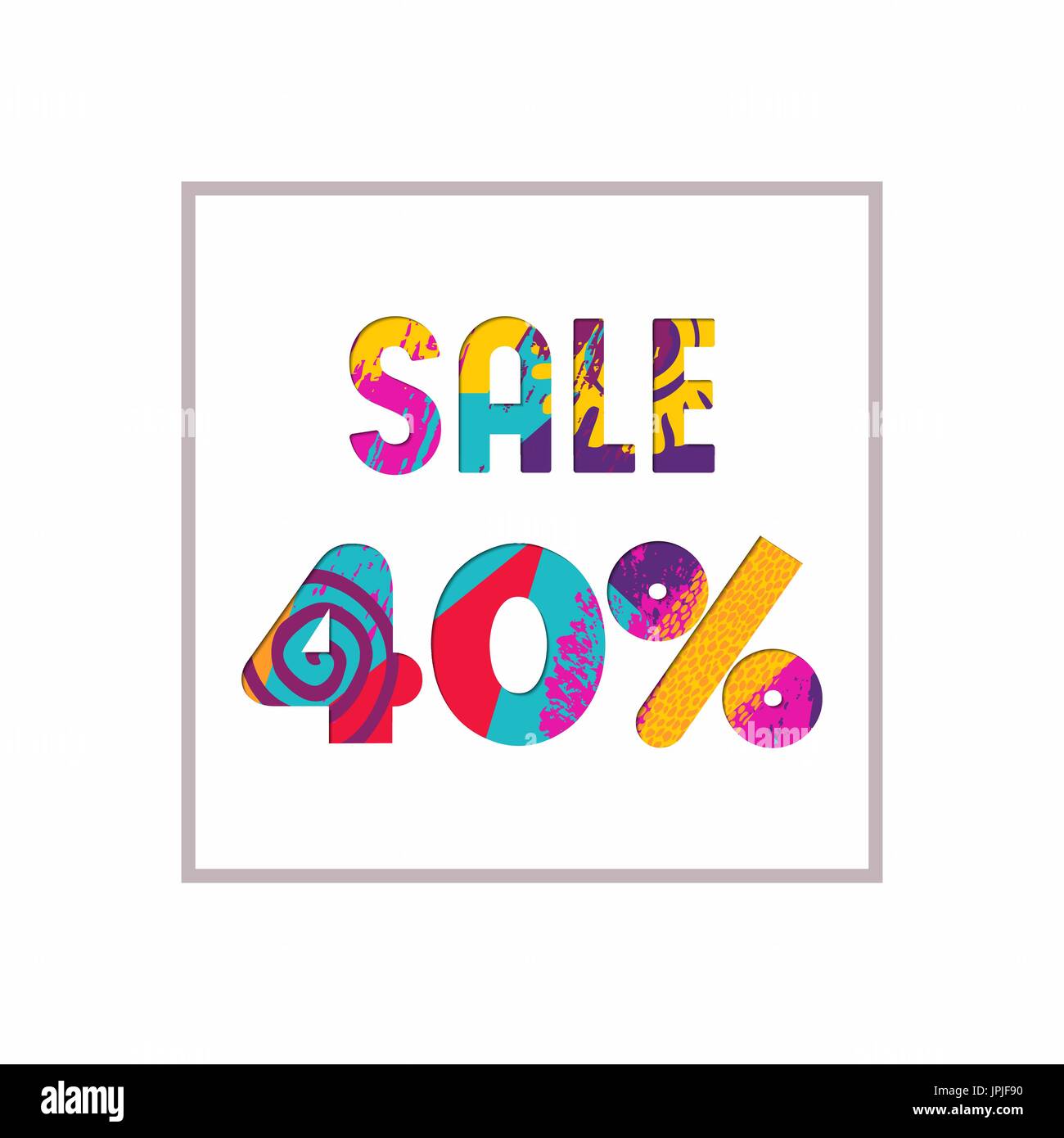 Verkauf 40 % Rabatt auf modernen Text zitieren, Typografie Gestaltung in Papier schneiden Stil. Sonderangebot Rabatt Werbung für Retail-Geschäft. EPS10 Vektor. Stock Vektor