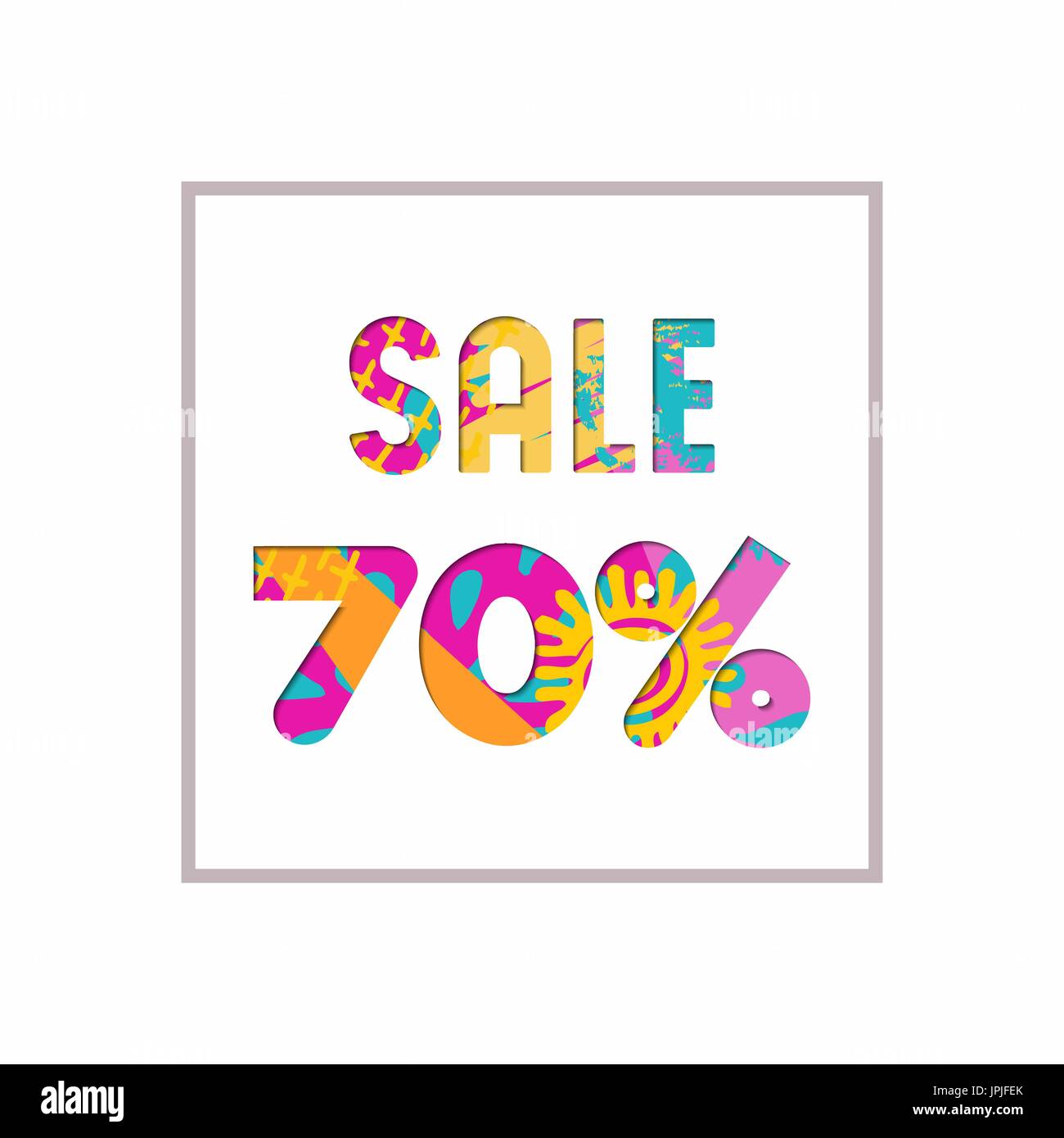 Verkauf 70 % Rabatt auf modernen Text zitieren, Typografie Gestaltung in Papier schneiden Stil. Sonderangebot Rabatt Werbung für Retail-Geschäft. EPS10 Vektor. Stock Vektor