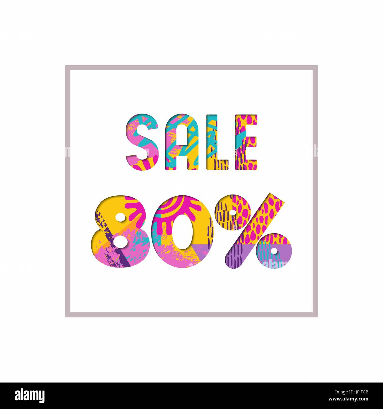 Verkauf 80 % Rabatt auf modernen Text zitieren, Typografie Gestaltung in Papier schneiden Stil. Sonderangebot Rabatt Werbung für Retail-Geschäft. EPS10 Vektor. Stock Vektor