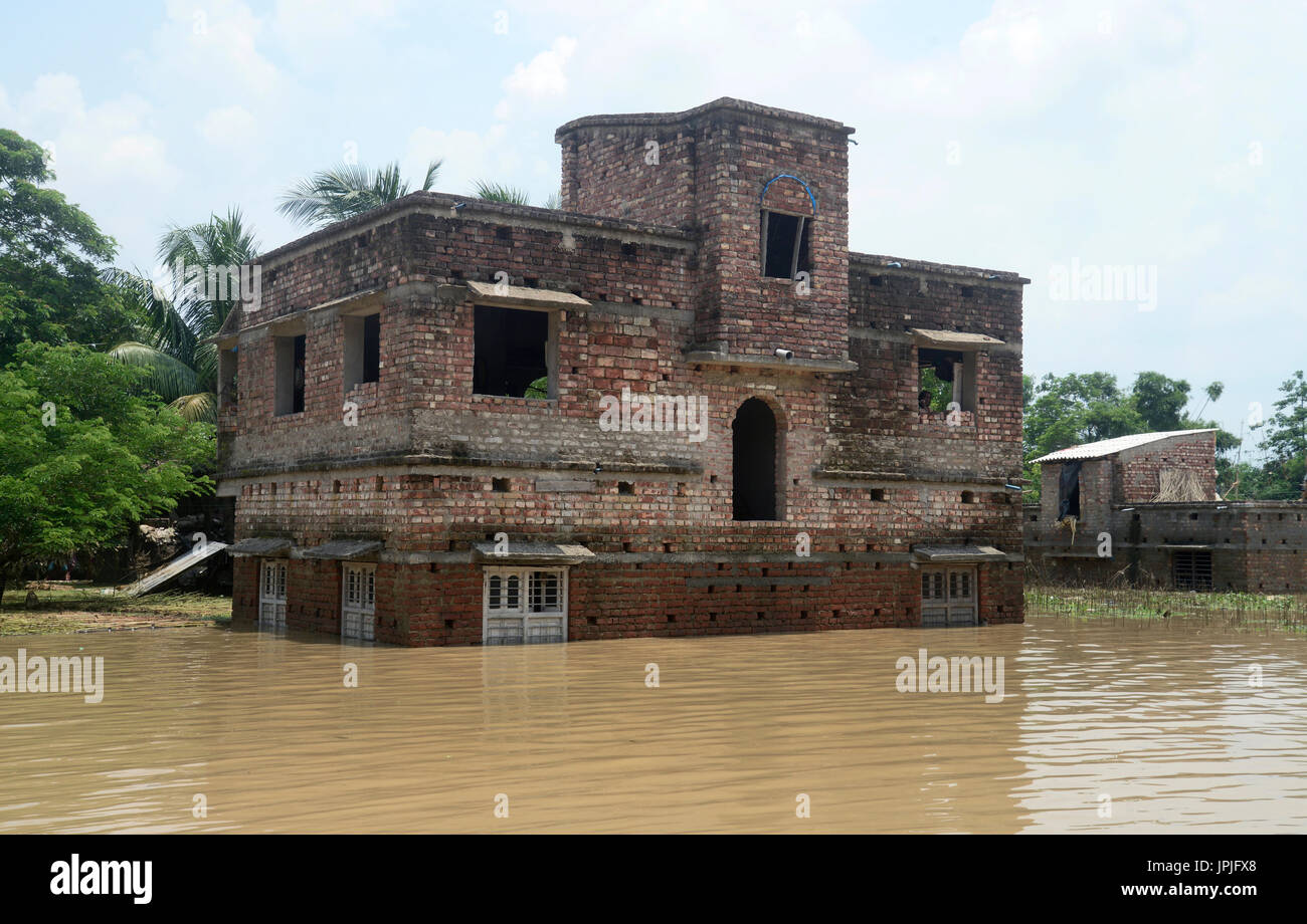Amta Indien 1 August 2017 Unter Wasser Haus Und Dorf Hutte Im