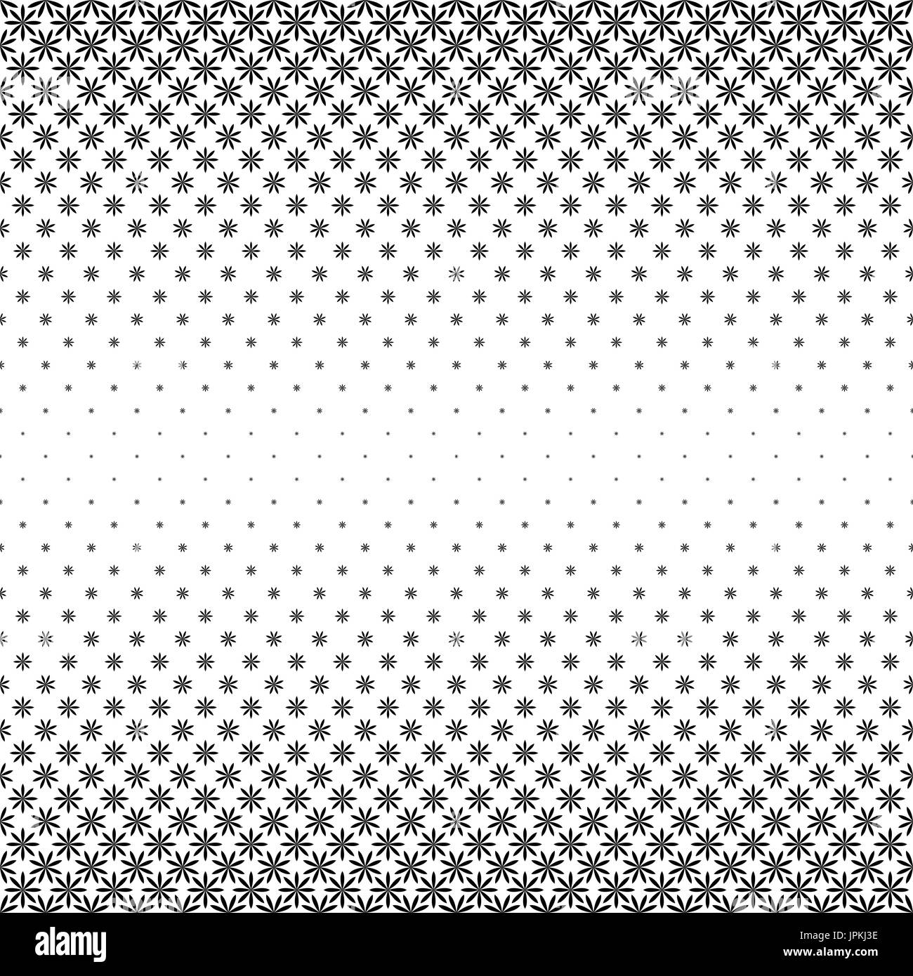 Monochrome geometrische stilisierte Blumenmuster - abstrakte florale Vektor Hintergrund Illustration aus geschwungenen Formen Stock Vektor