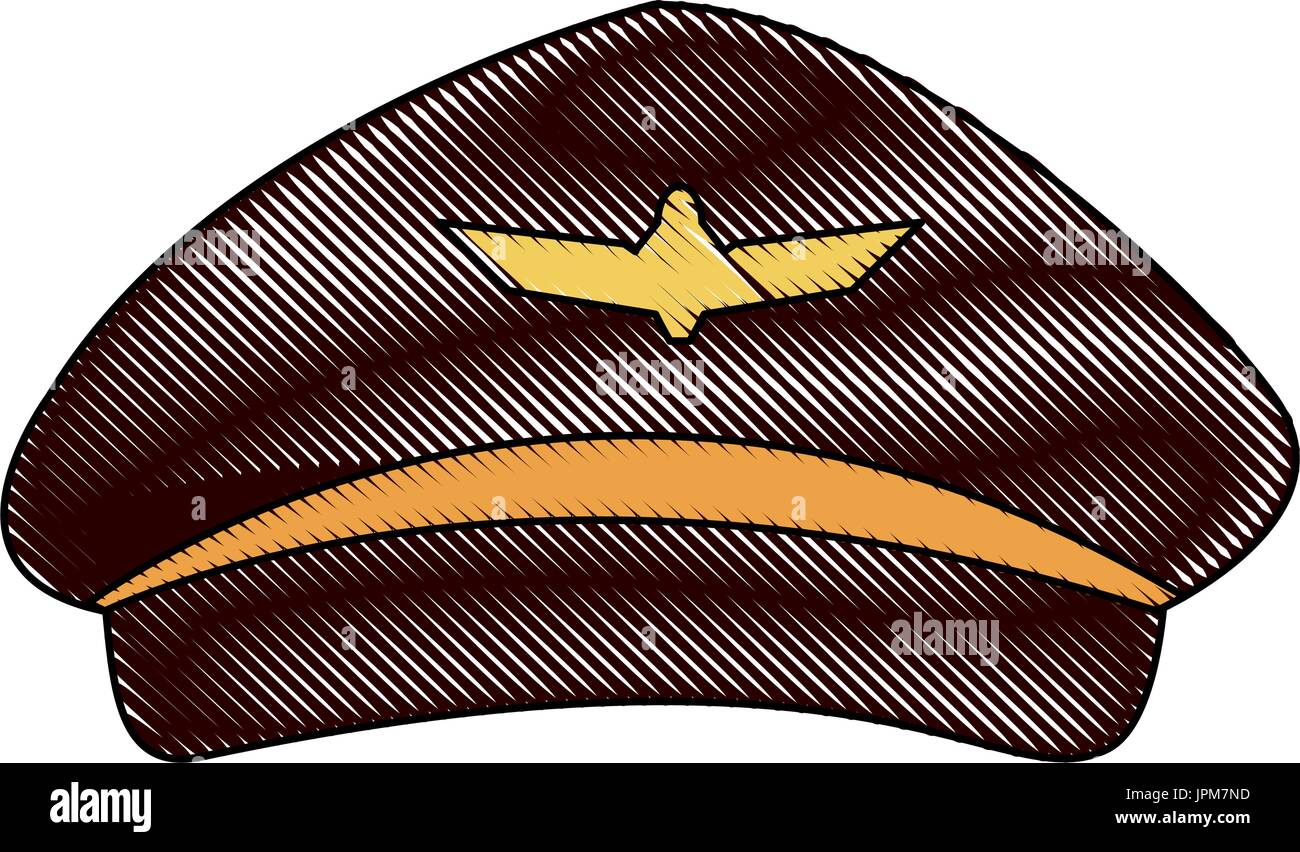 Airline-Piloten Mütze Flieger Mütze mit gold Abzeichen Stock Vektor