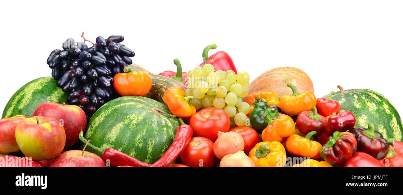 Sammlung-Obst und Gemüse isoliert auf weiss Stockfoto