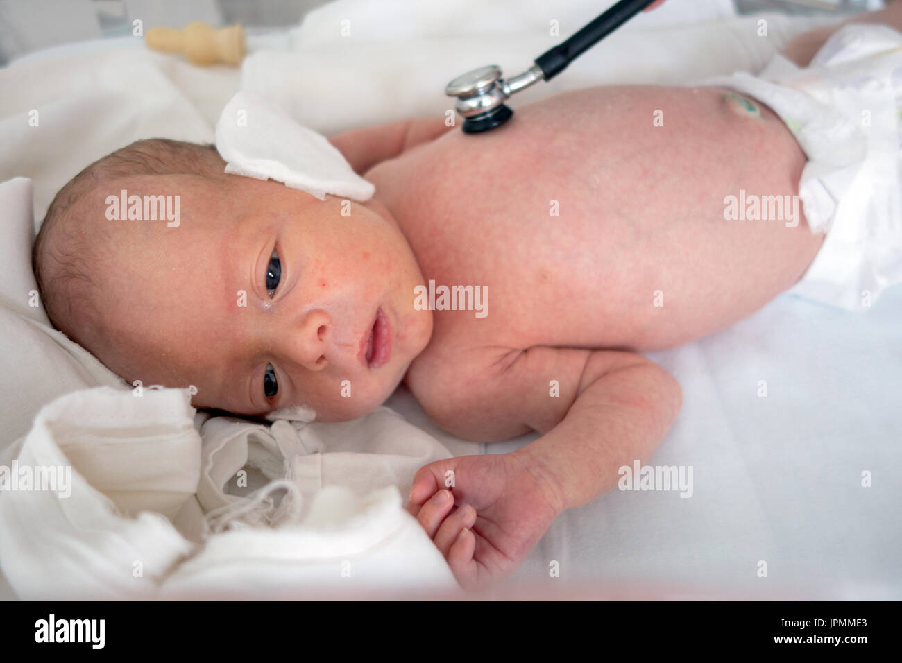 Neugeborenes Baby in Wiege Stockfoto