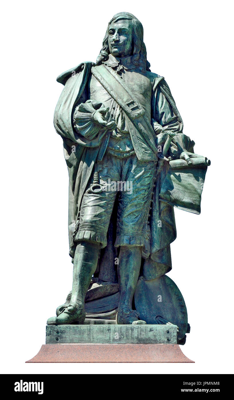 Antwerpen, Belgien. Statue auf Teniersplaats: David Teniers der Jüngere (1610-1690), flämischer Künstler in Antwerpen geboren, Sohn von David Teniers der Ältere. Stockfoto