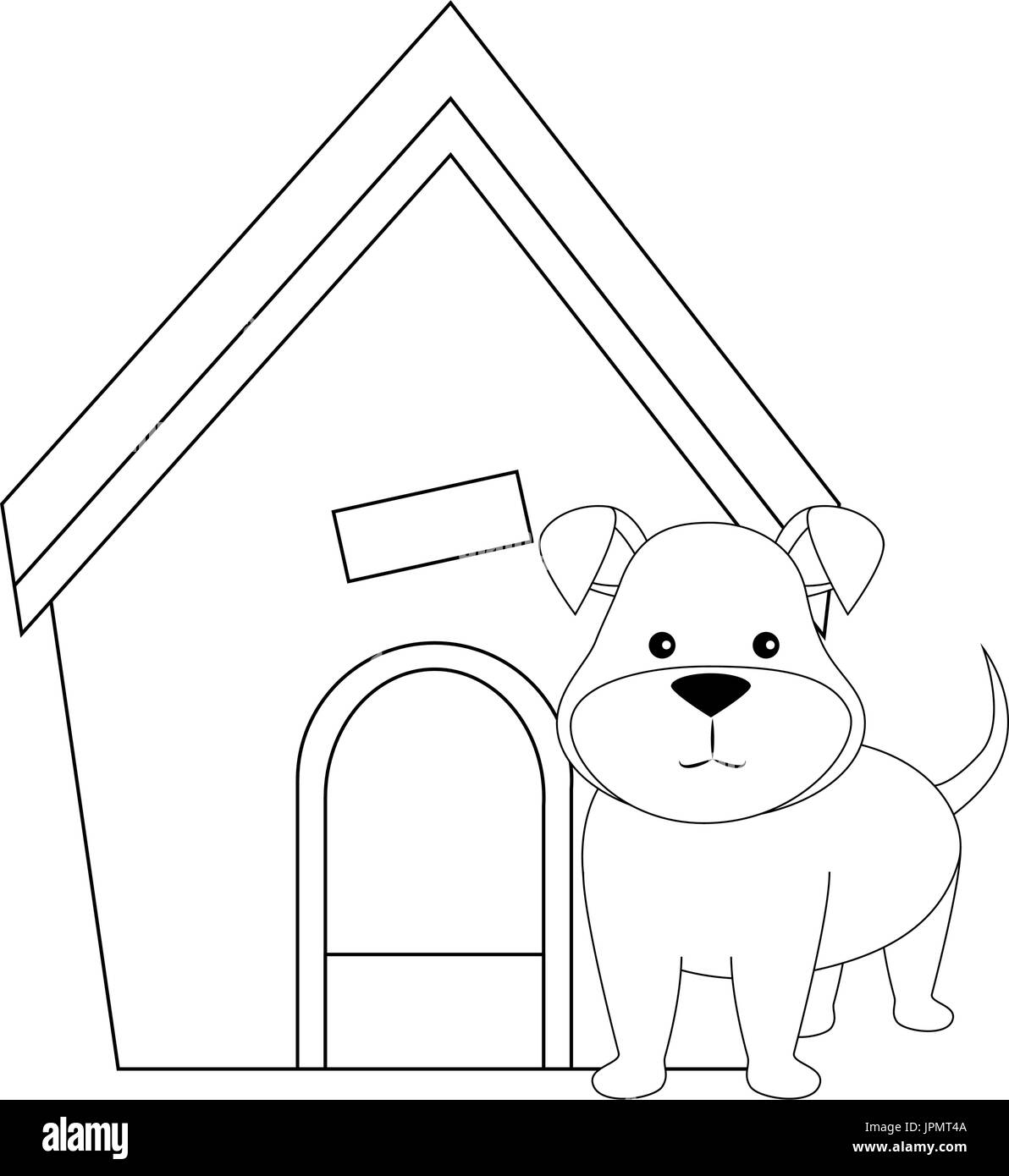 Dog Haus und Welpen Symbol über weiße Wien-Vektor-illustration Stock Vektor