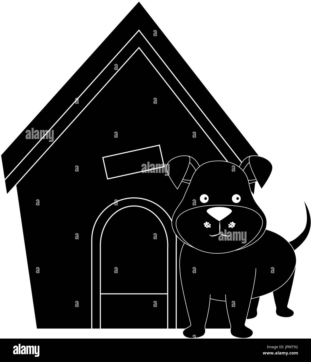 Dog Haus und Welpen Symbol über weiße Wien-Vektor-illustration Stock Vektor