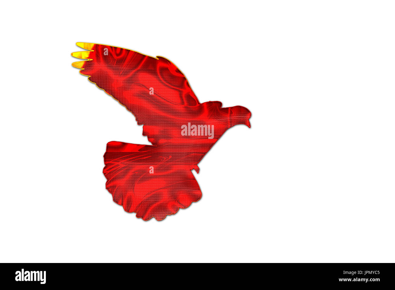 Chinesische Farbe der Flagge auf die Silhouette der Taube Stockfoto