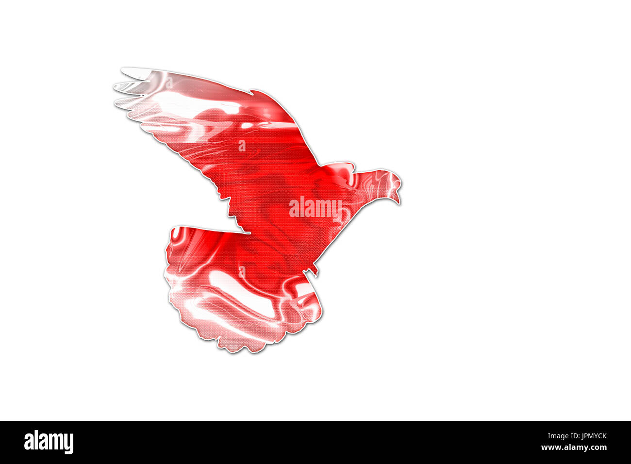 Japanische Farbe der Flagge auf die Silhouette der Taube Stockfoto