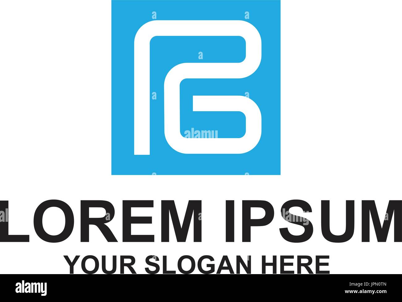 Brief von PG genäht innerhalb eines quadratischen, Logo-Design, isoliert auf weißem Hintergrund. Stock Vektor