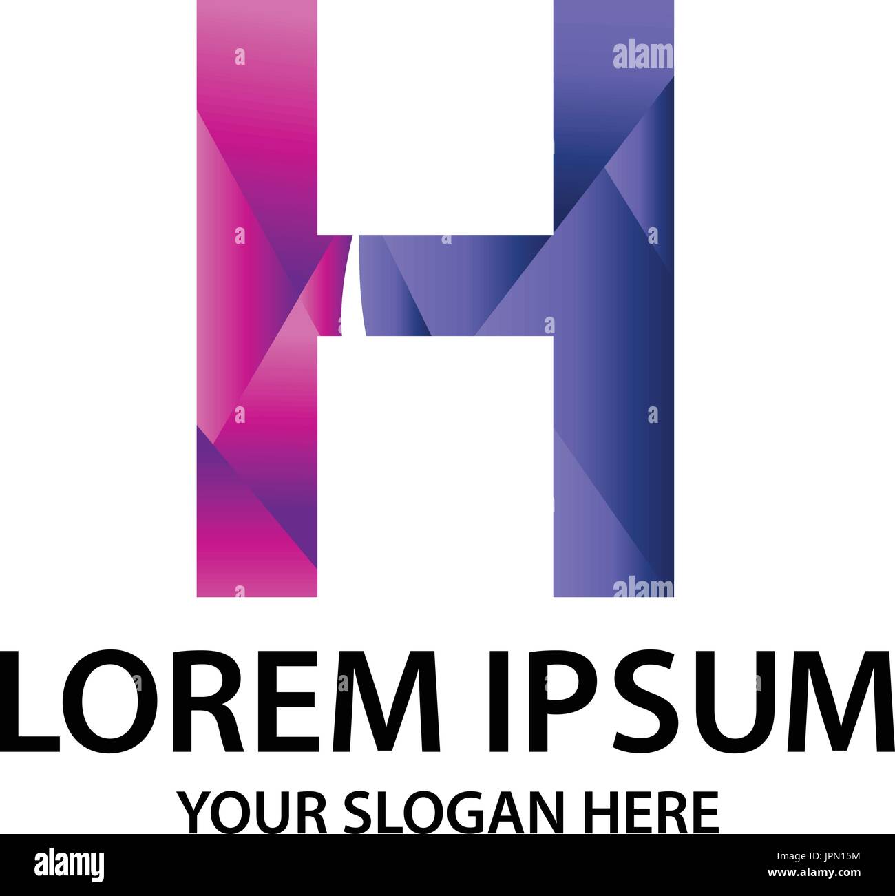 Buchstabe H mit polygonalen Stil, Logo-Design, isoliert auf weißem Hintergrund. Stock Vektor