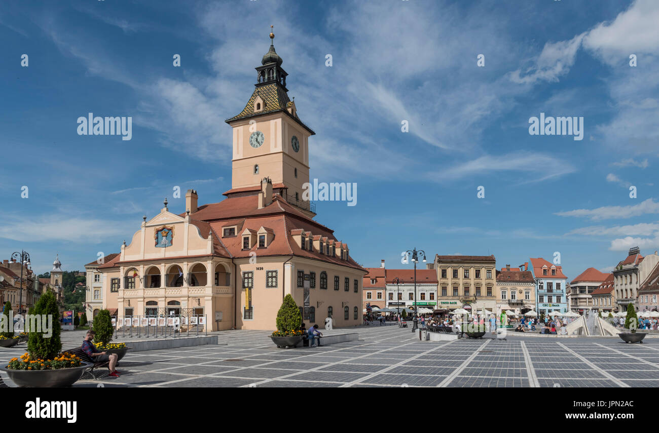 Der Rat Marktplatz/Piata Sfatului in Brasov, Rumänien Stockfoto