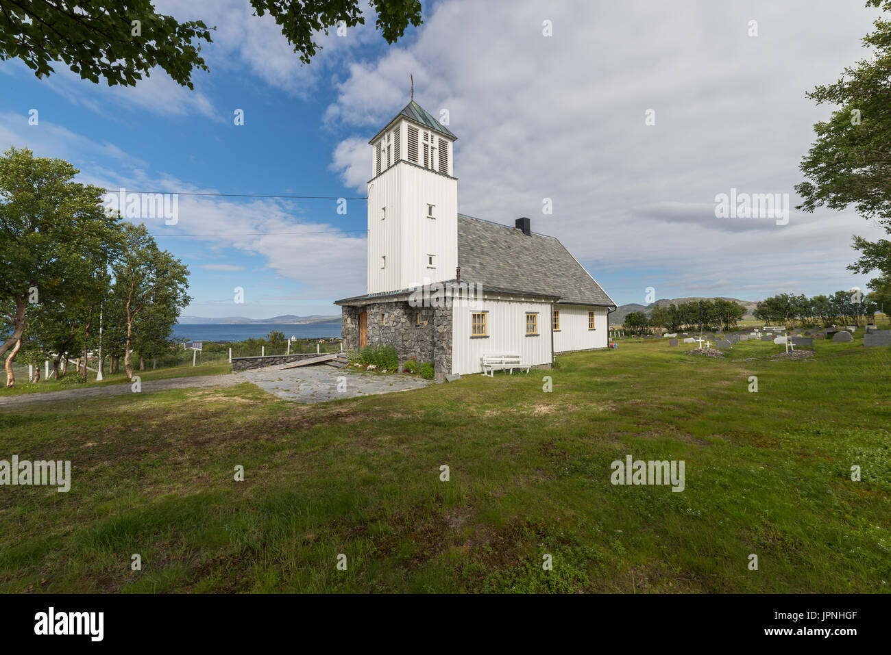 Kirche von Kirke christlichen Kokelv Finnmark Norge Norwegen Stockfoto