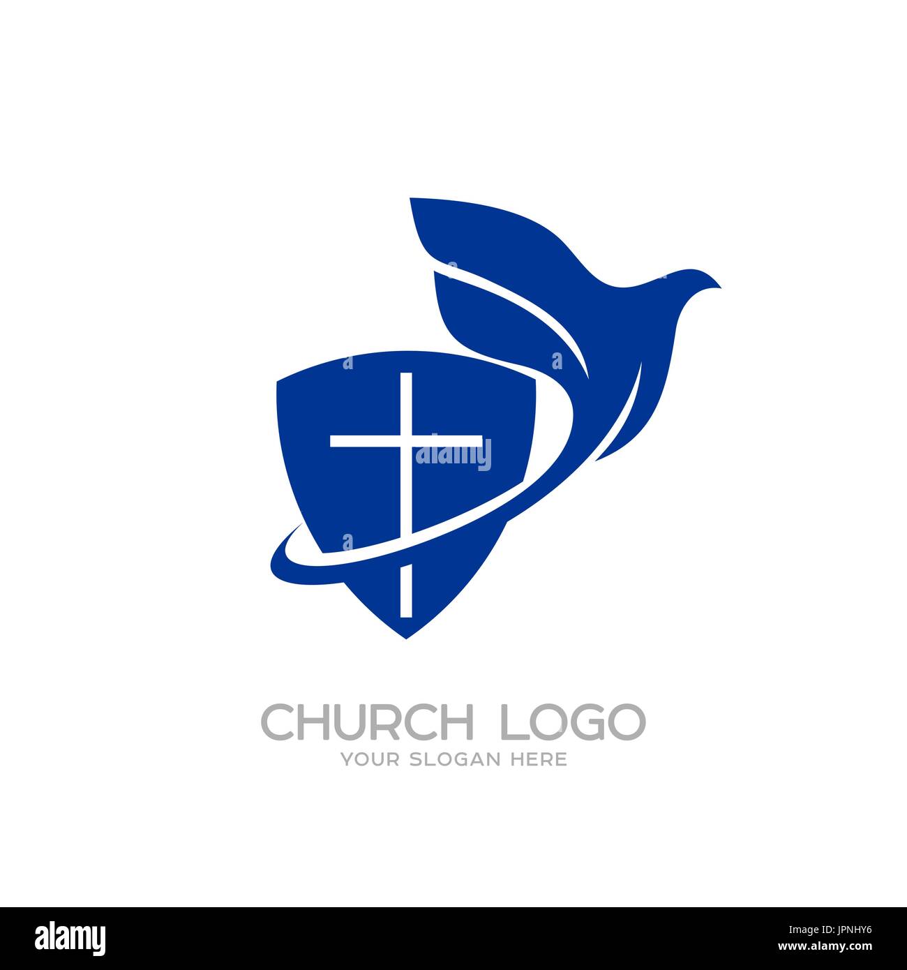 Logo Der Kirche Christliche Symbole Der Schild Des Glaubens Und Des Heiligen Geistes Stock Vektorgrafik Alamy