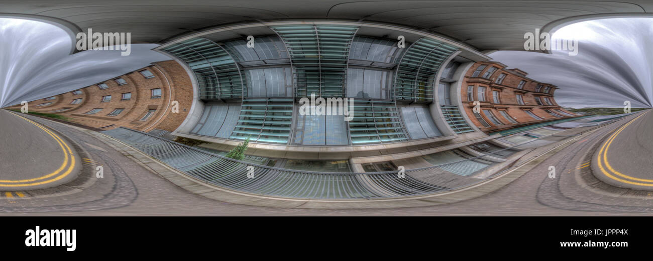 kreative Fisch Auge St. Aloysius College Junior School Jesuit Glasgow Interpretation der modernen Architektur unter traditionellen Mietskasernen Stockfoto