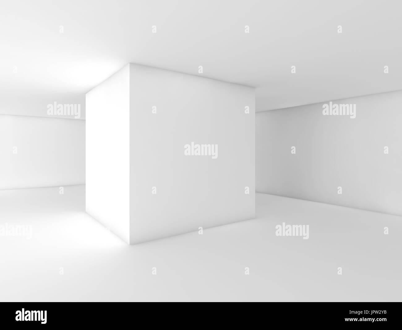 Abstrakte weißen leeren Raum, zeitgenössische Freifläche Innenarchitektur. 3D render Stockfoto