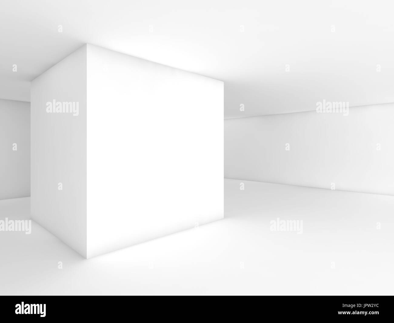 Abstrakte weißen leeren Raum, zeitgenössische Freifläche Innenarchitektur. 3D illustration Stockfoto