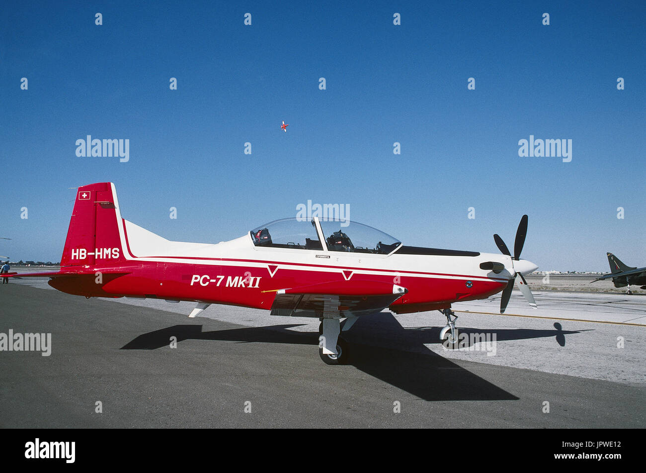 Pilatus PC-7 Mk II 2 Turbo-Trainer geparkt Stockfoto