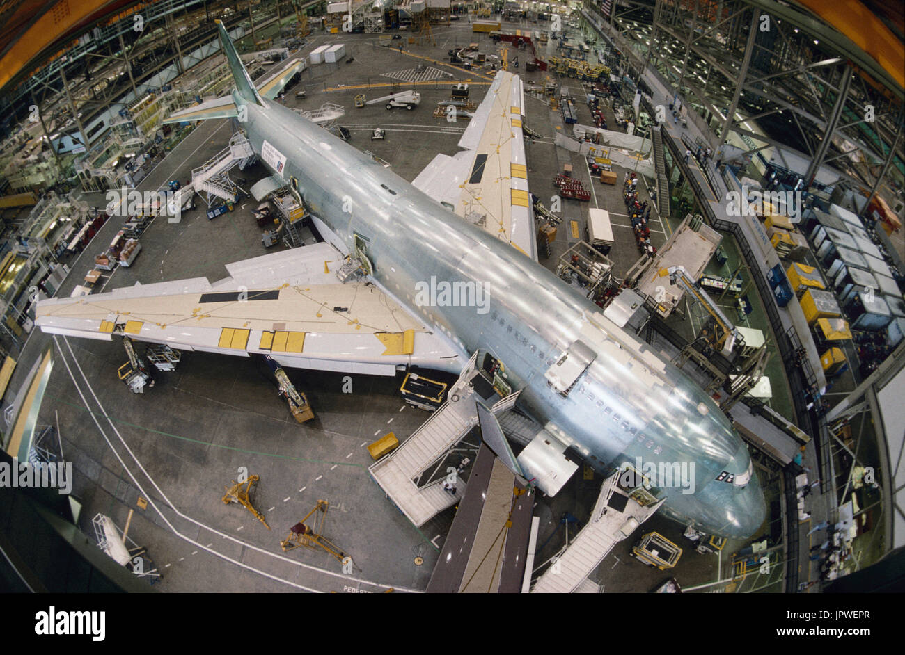 26. Boeing 747-400 für United Airlines, 2. Platz in der Hangartüren und Winglet von Asiana 747-400 auf die Everett-Produktionslinie Stockfoto