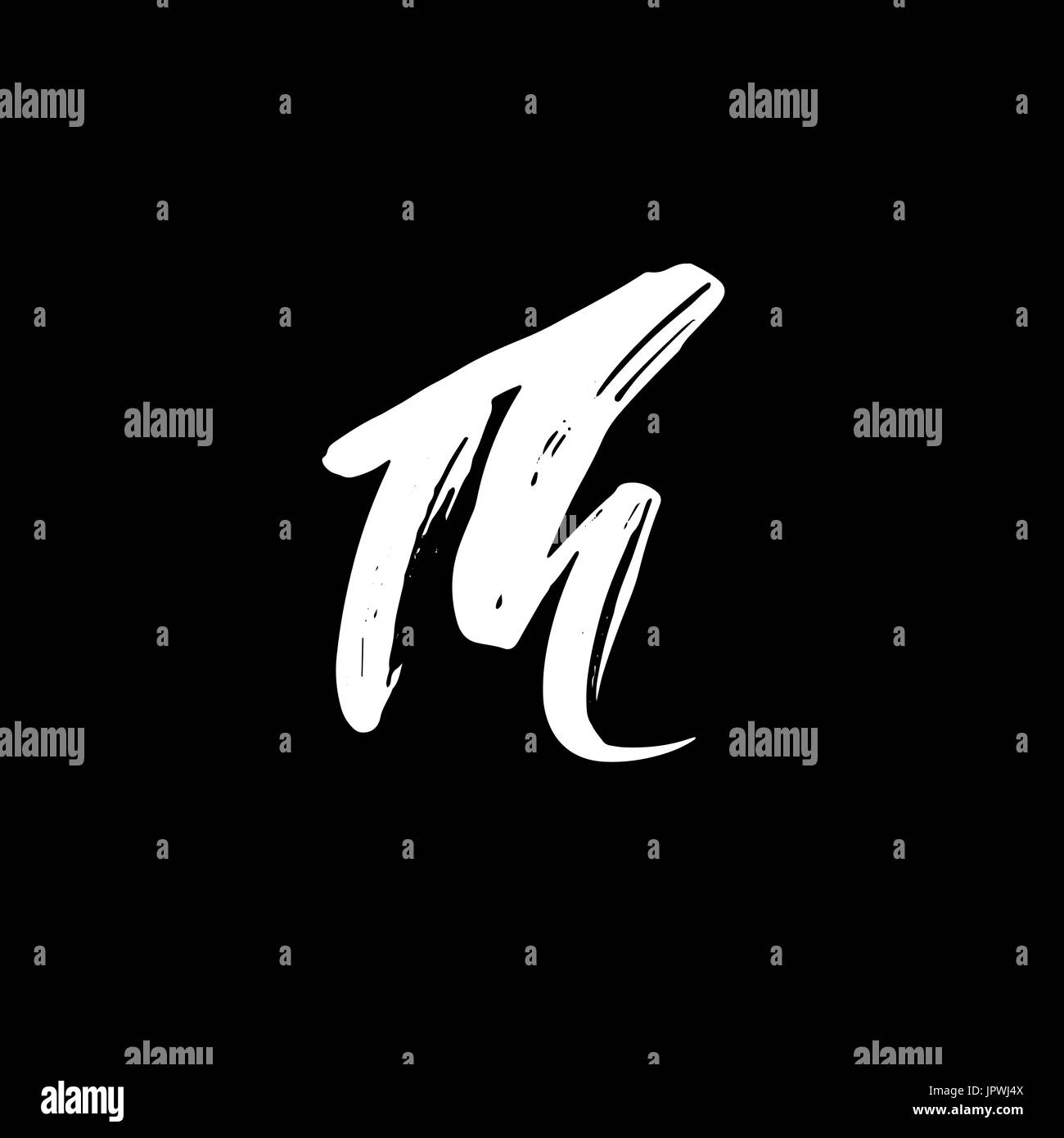 Brief M. Handwritten von trockenen Pinsel. Grobe Striche Schriftart. Vektor-Illustration. Grunge-Stil-alphabet Stock Vektor