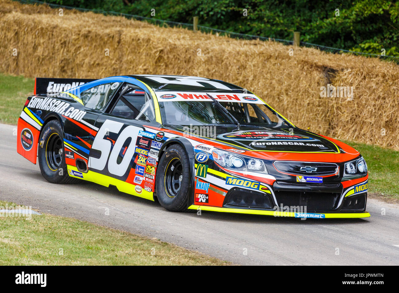 2017 Chevrolet SS Whelen Euro NASCAR Serie Racer mit Fahrer Jerome Galpin bei 2017 Goodwood Festival of Speed, Sussex, UK. Stockfoto