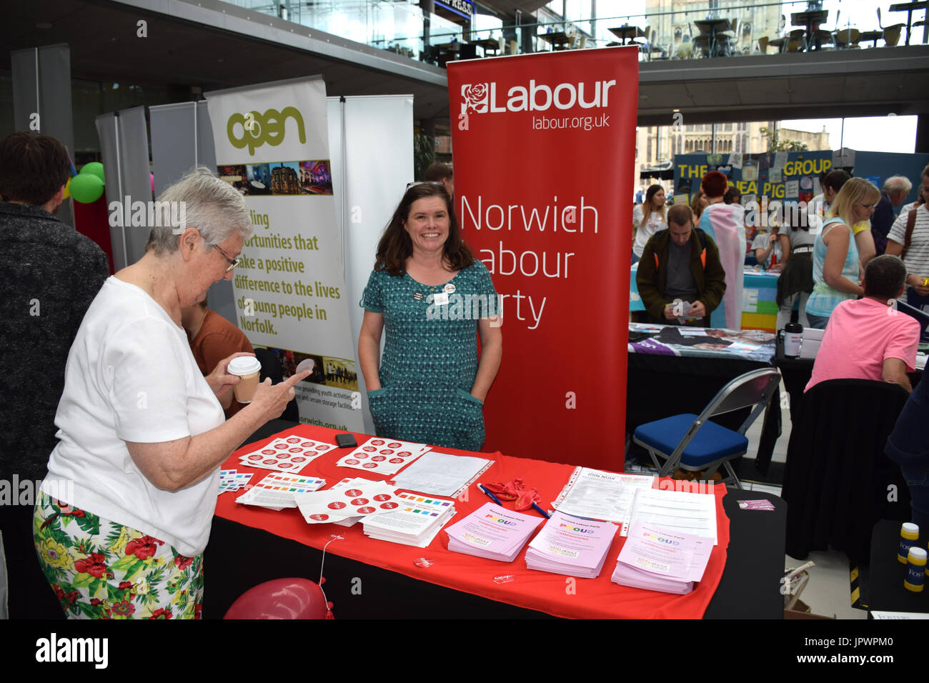 Labour Party stand auf stolz 2017, Norwich UK, 29. Juli 2017 Stockfoto