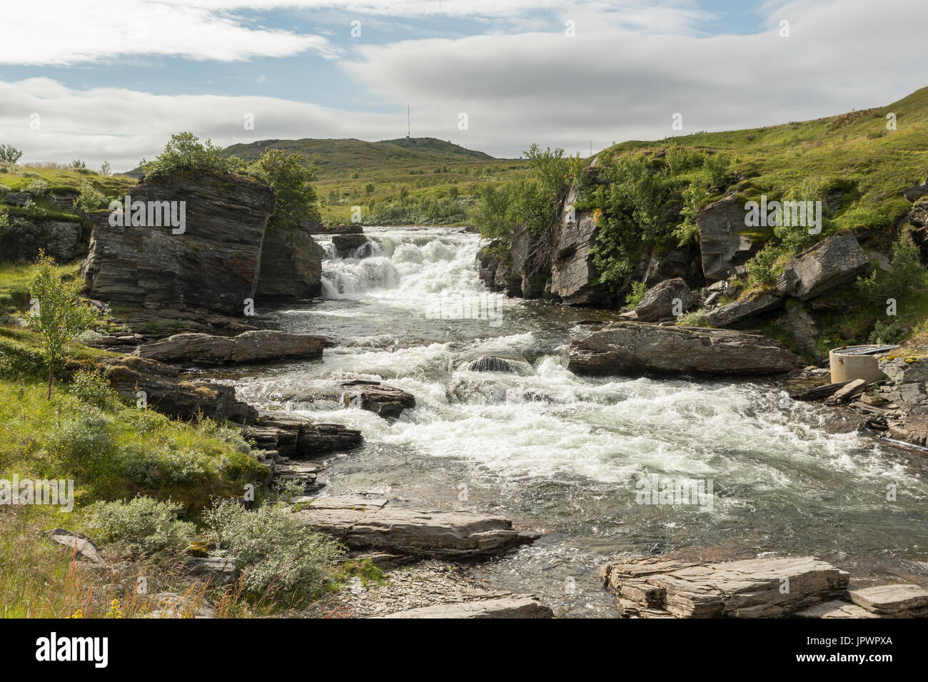 kleiner Fluss nördlichen Norwegen stream Stockfoto