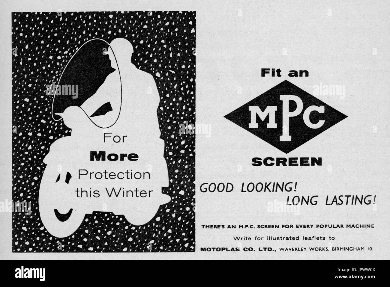 MPC-Bildschirm Vintage Motor Cycle Magazin Anzeige März 1962 Stockfoto