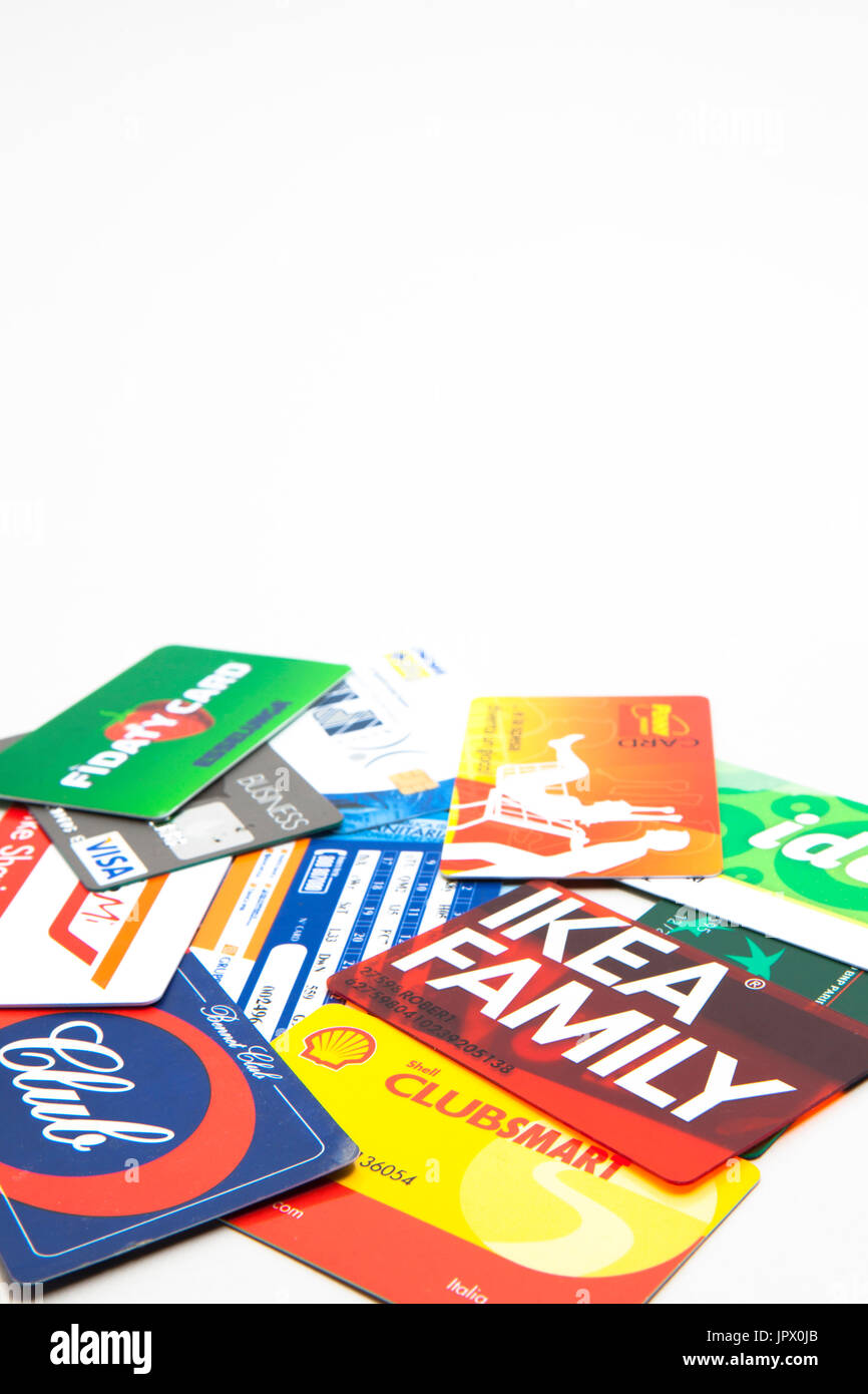 Kundenkarten und Kreditkarten Stockfoto