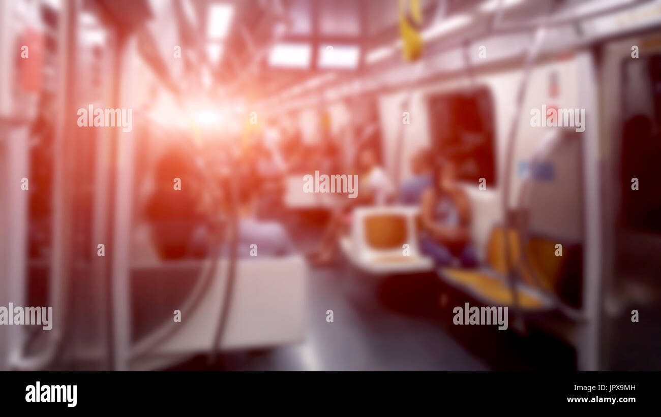 Menschen in u-Bahn Zug in Sao Paulo Stadt. Unschärfe-Effekt auf Fotos und Hintergründe. Stockfoto