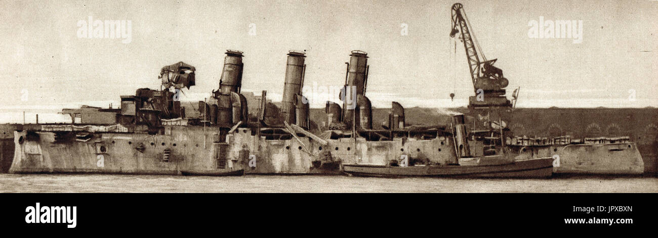 HMS Vindictive nach Zeebrügge Überfall Stockfoto