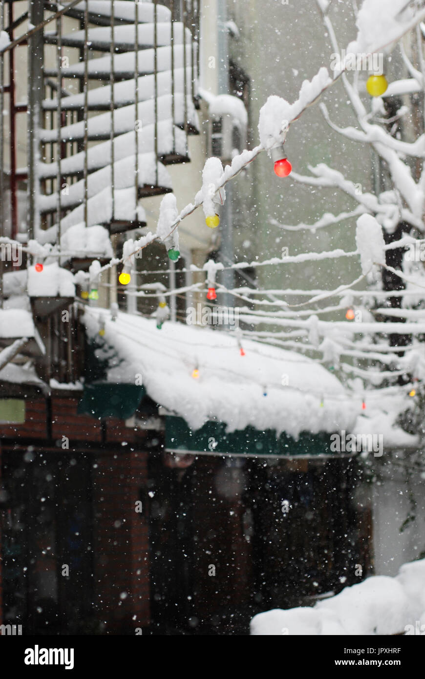 Es schneit in Istanbul Stockfoto