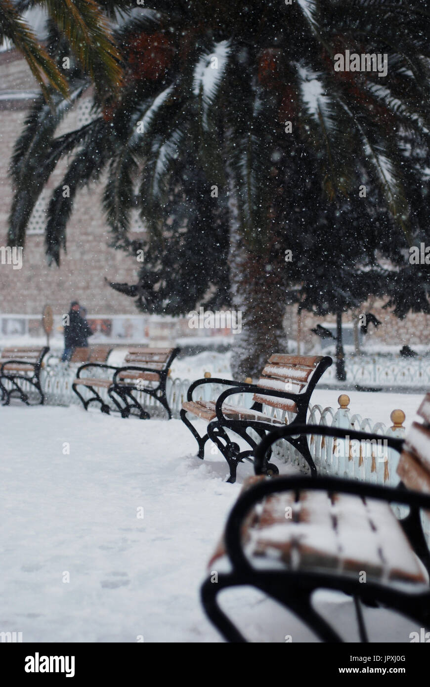 Istanbul im Schnee Stockfoto