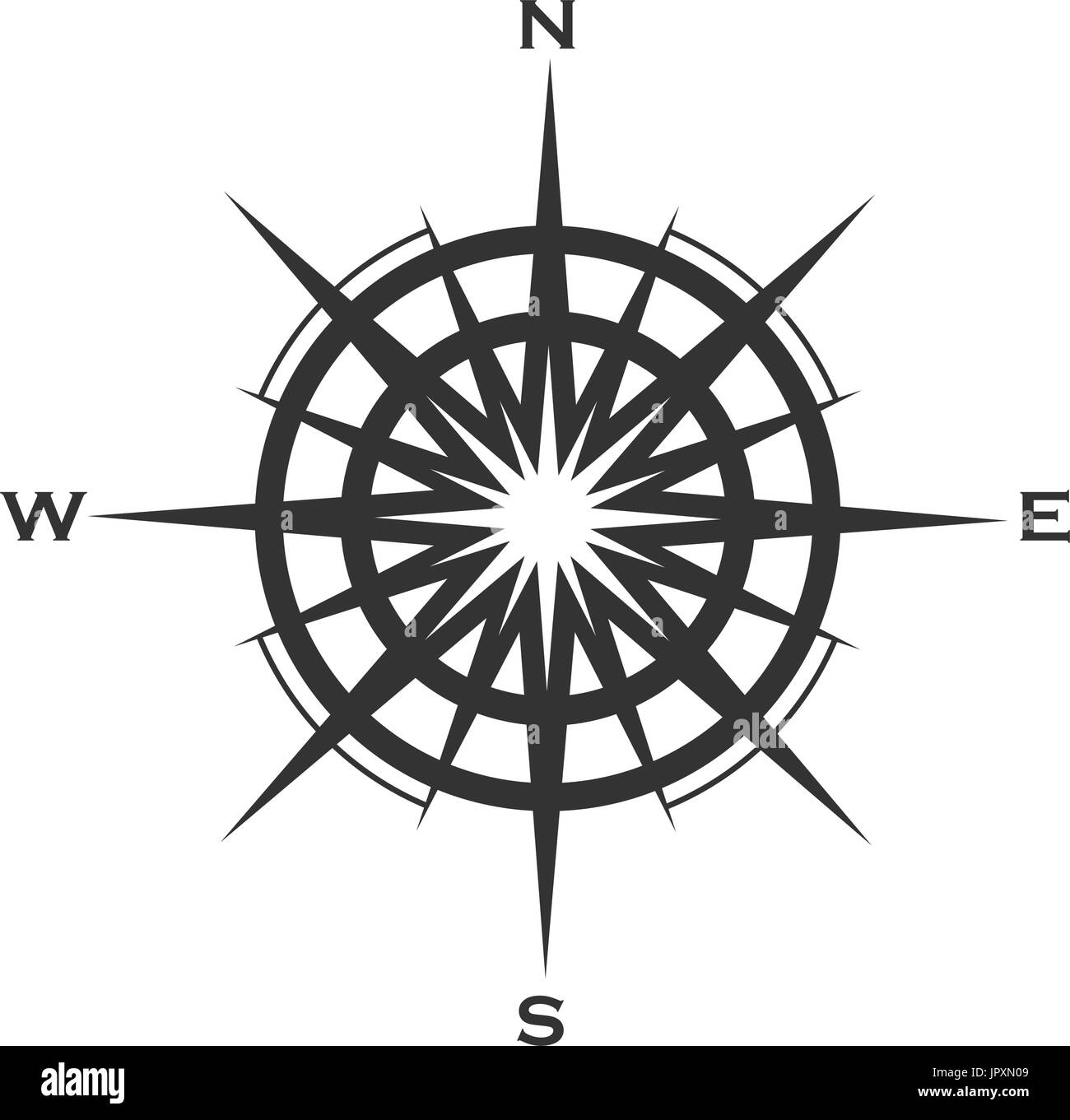 Kompass-rose Symbol isoliert auf weiss Stock Vektor