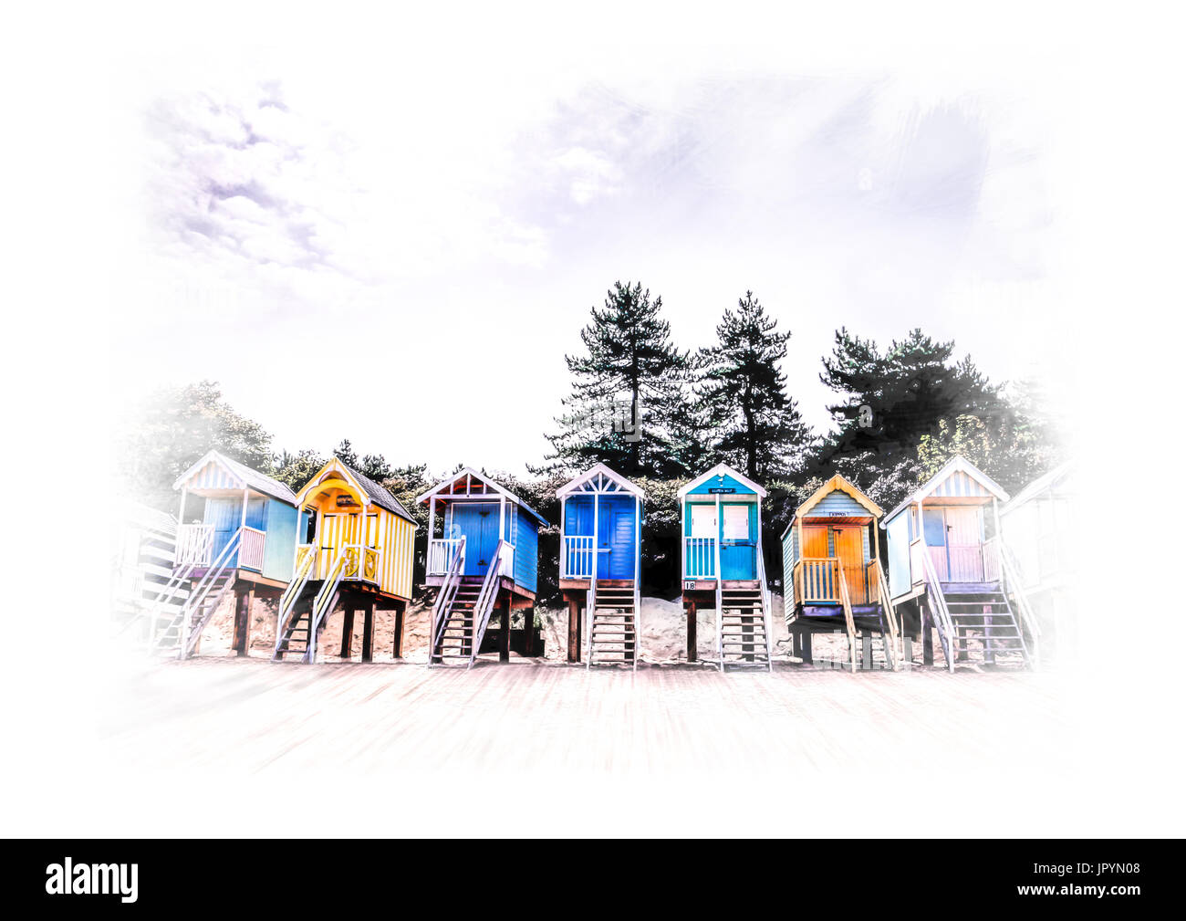 Digitale Zeichnung der Strandhütten Stockfoto