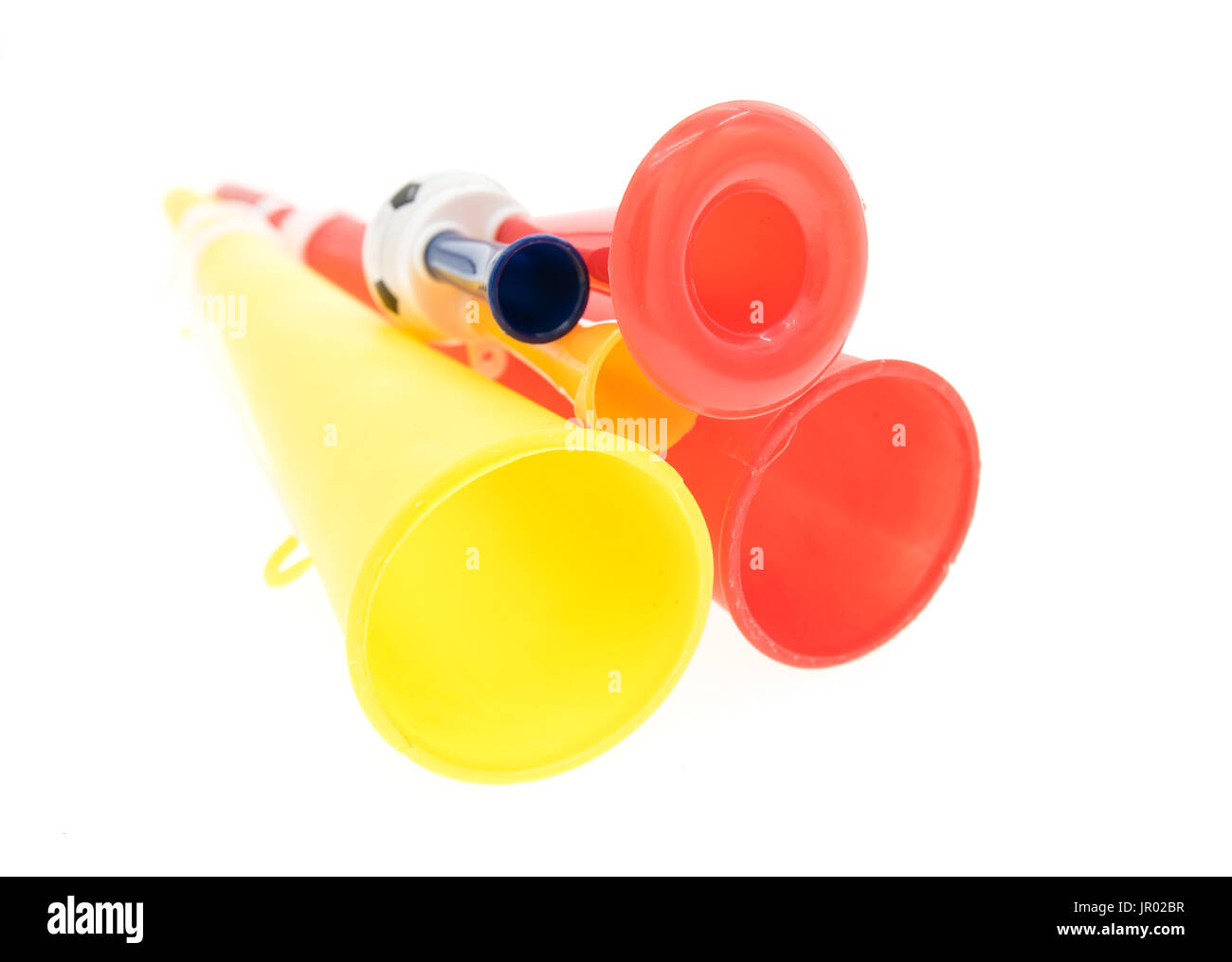 Fußball triple Fan-Trompete Stockfoto