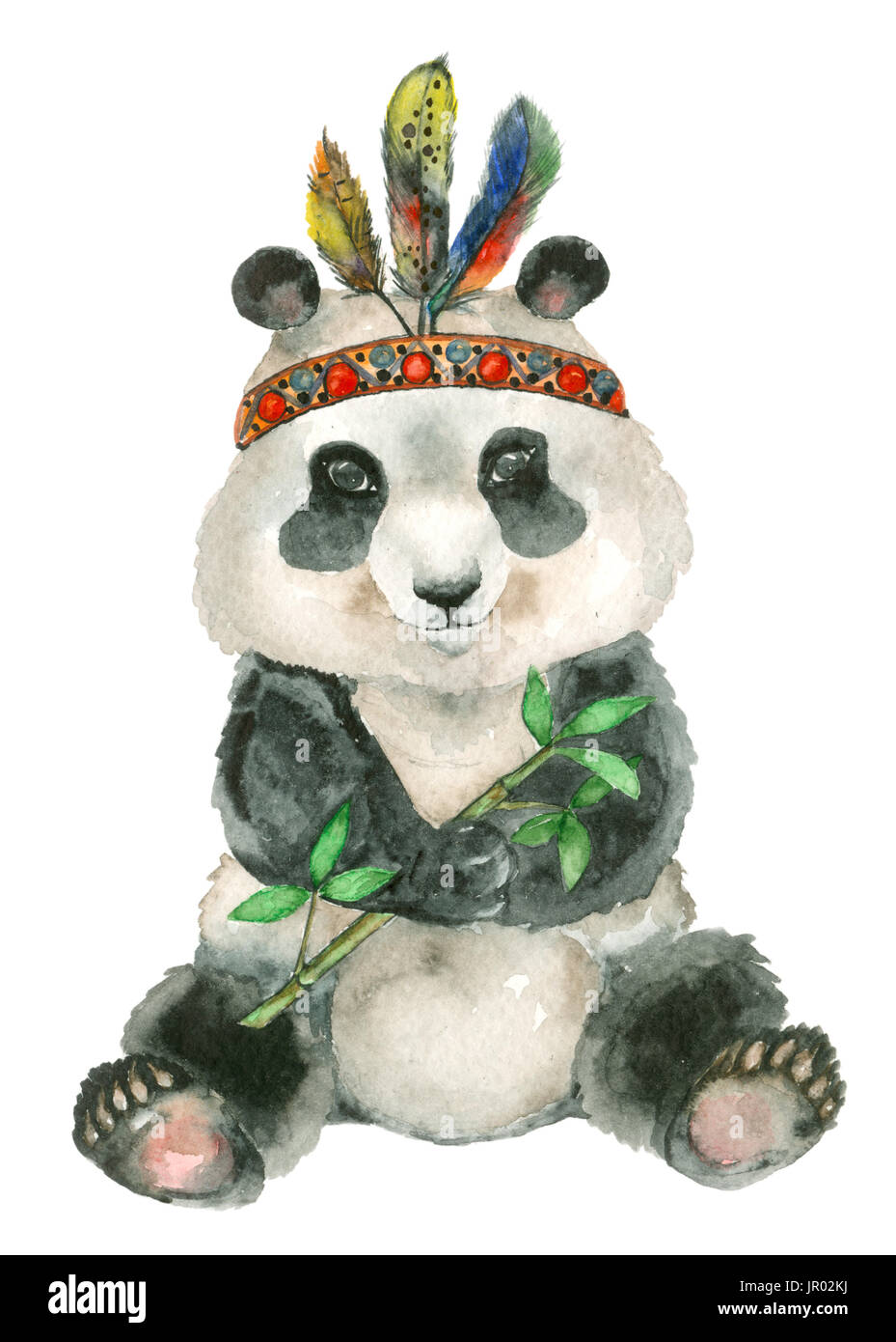 Aquarell sitzen panda Stockfoto