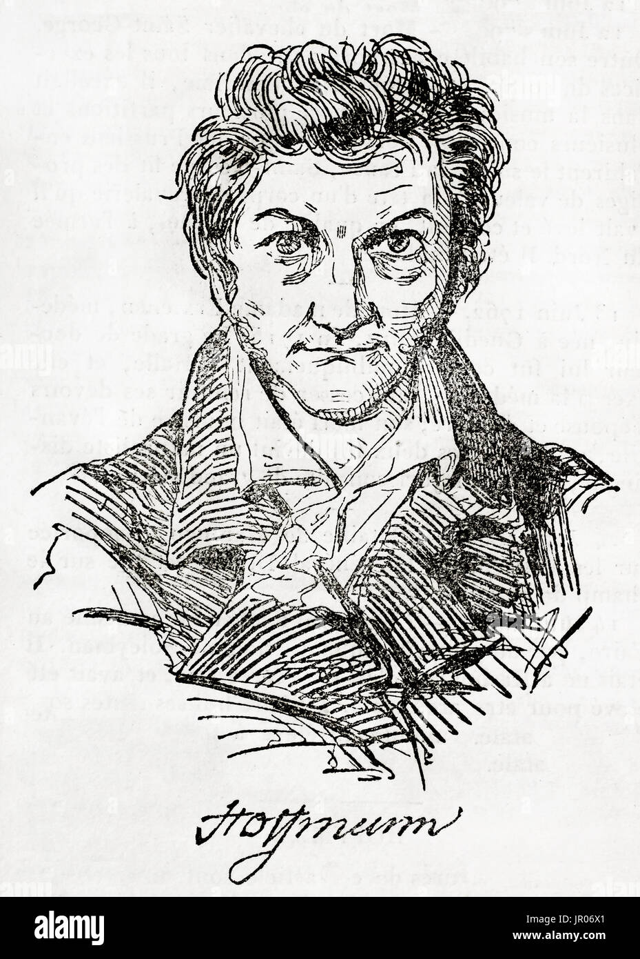 Selbstporträt von Ernst Theodor Amadeus Hoffmann (1776 – 1822), deutscher Autor von Fantasy und Horror, .composer, Musikkritiker, Zeichner und caricaturi Stockfoto