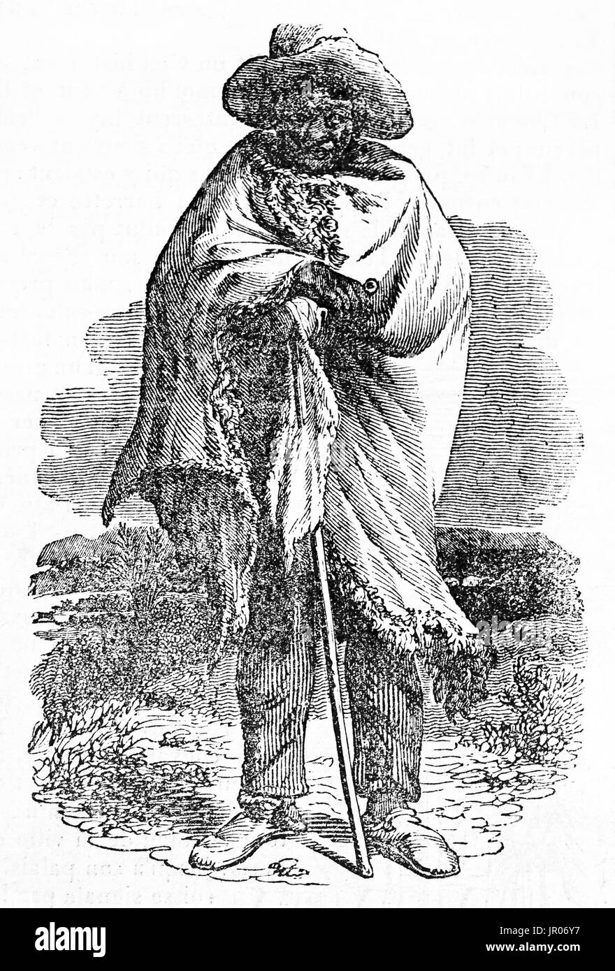 Alten gravierte Portrait eines Mannes Khoikhoi (Hottentotten). Von unbekannter Autor veröffentlicht am Magasin Pittoresque, Paris, 1833. Stockfoto