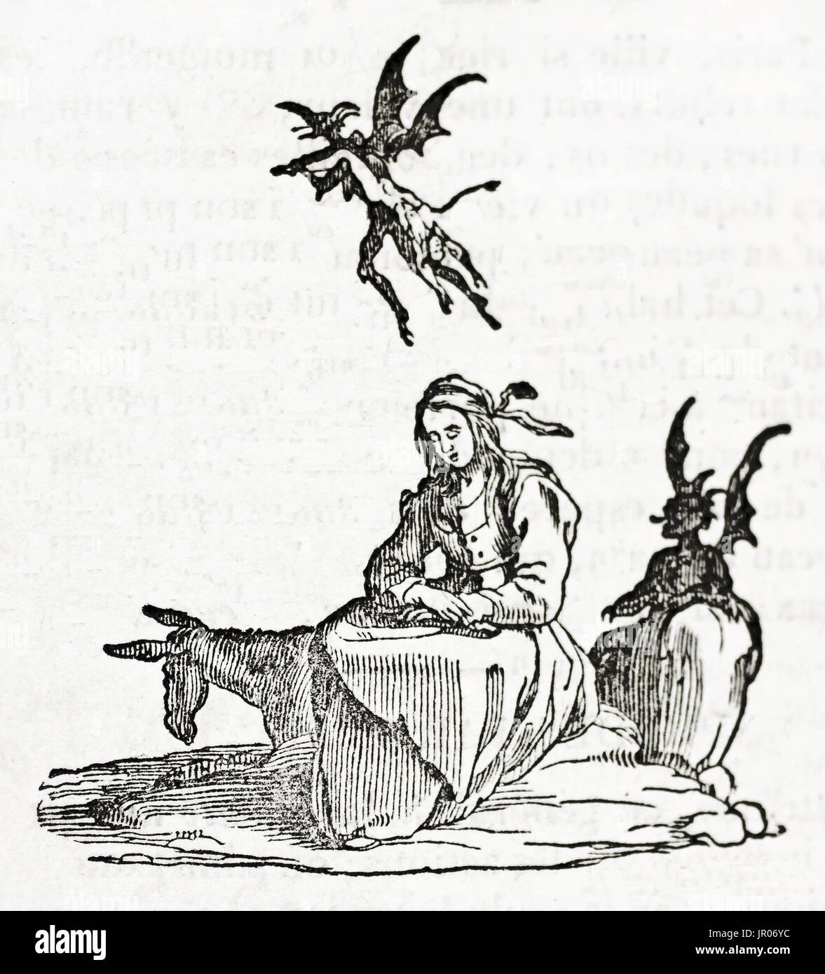 Alten allegorische Darstellung mit dem Titel La Paresse (Faulheit). Von Jacques Callot veröffentlicht am Magasin Pittoresque, Paris, 1833. Stockfoto