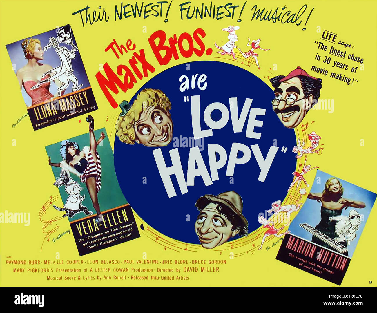 Liebe glücklich 1950 United Artists Film mit den Marx Brothers und Marilyn Monroe Stockfoto
